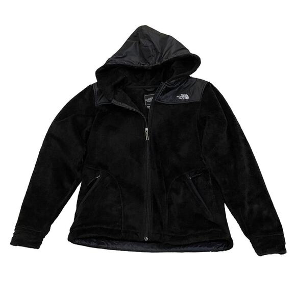 The North Face Oso Hoodie Women’s M | Soft Fuzzy Fleece Jacket Black Nylon Trim - Picture 4 of 10